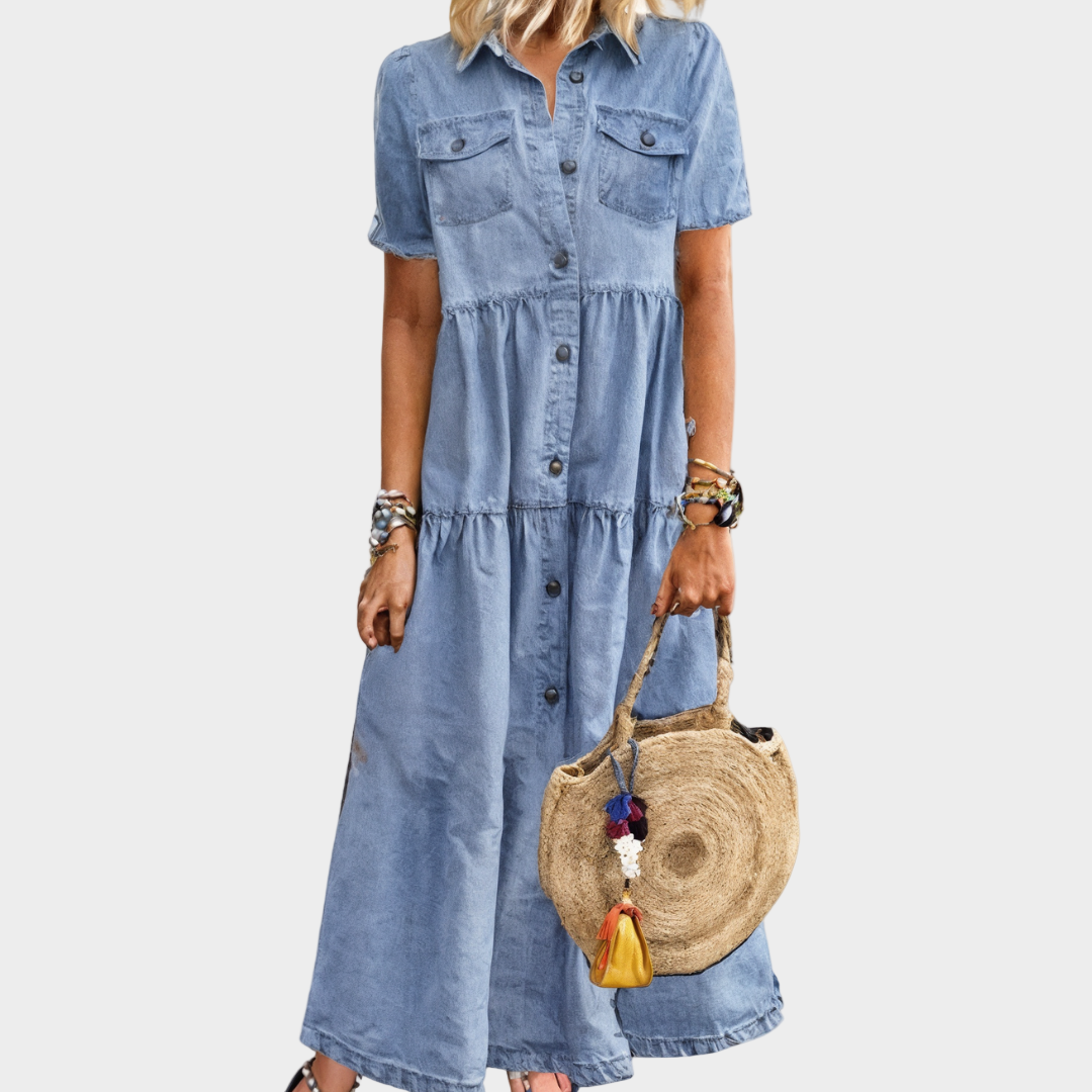 Dagmar | Weiches Jeanskleid mit Knöpfen
