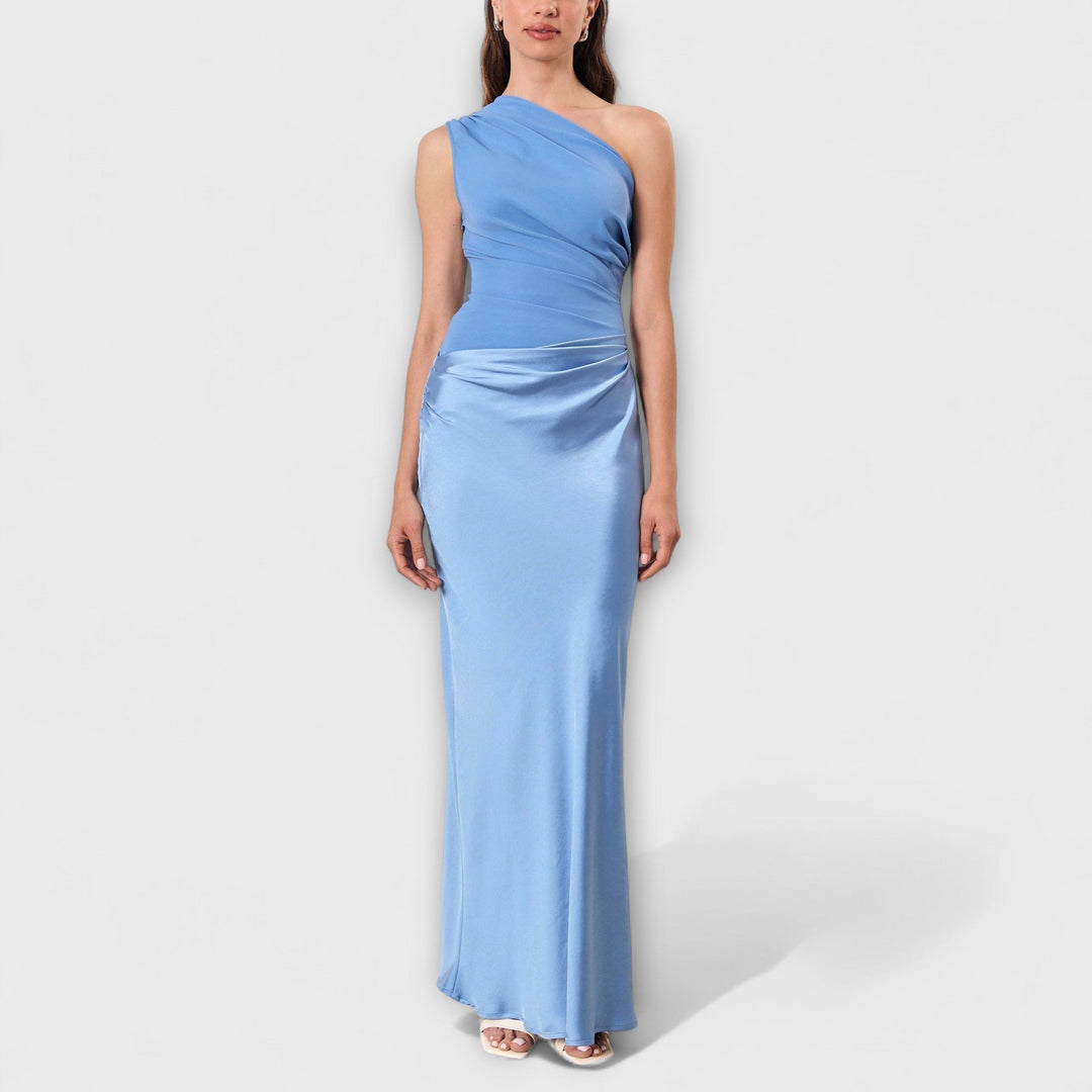 Lara | Elegantes Ein-Schulter Falten Maxikleid