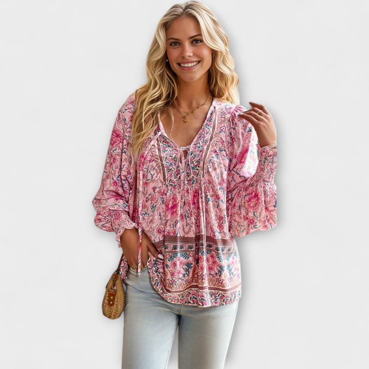 Gerlinde | Bohemian V-Ausschnitt Top mit Bindefront