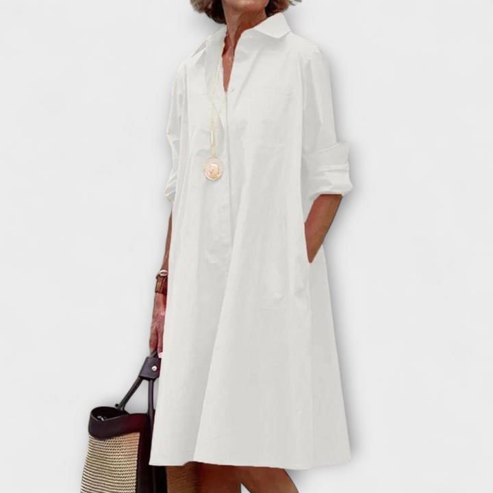 Isabelle | Modernes Hemdkleid mit Kragen und Dreiviertel-Ärmeln