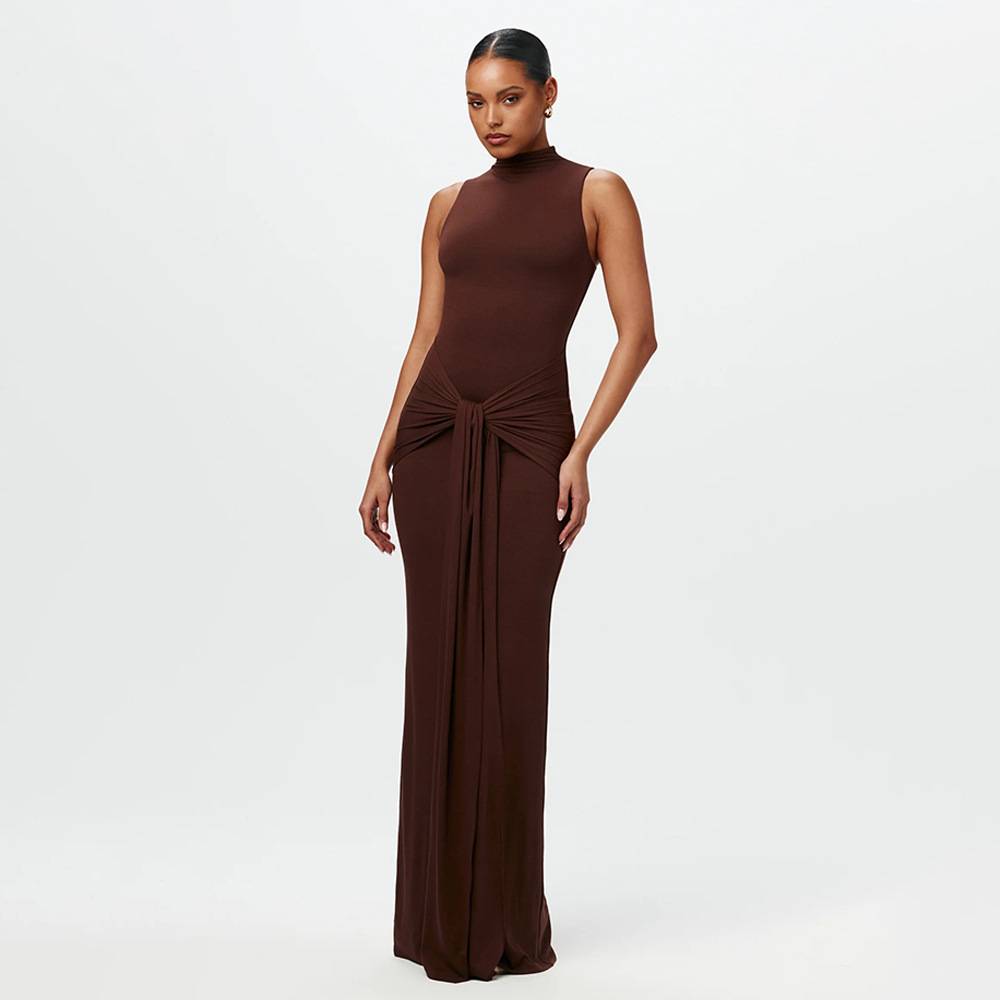 Helga | Schickes geknotetes Maxikleid aus fließendem Chiffon