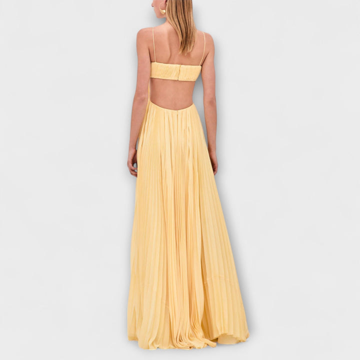 Heike | Schickes Plissiertes Cut-out Fließendes Maxikleid