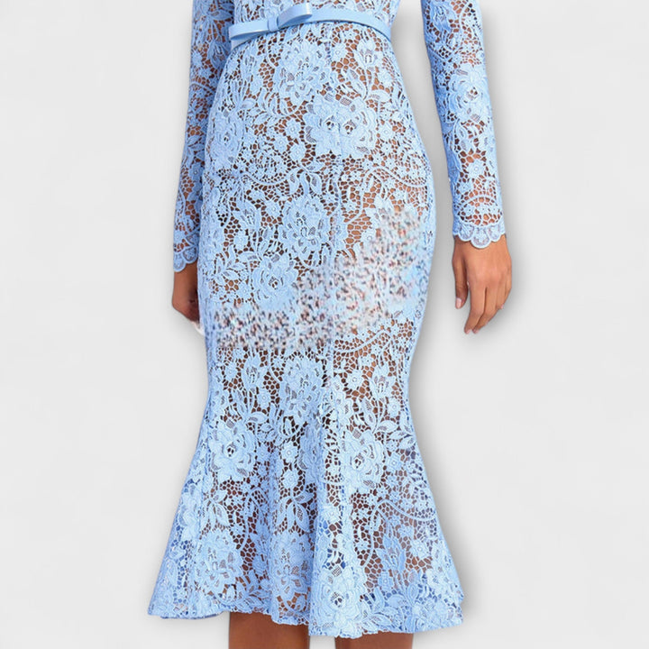 Monika | Elegantes Midi-Kleid aus floraler Spitze
