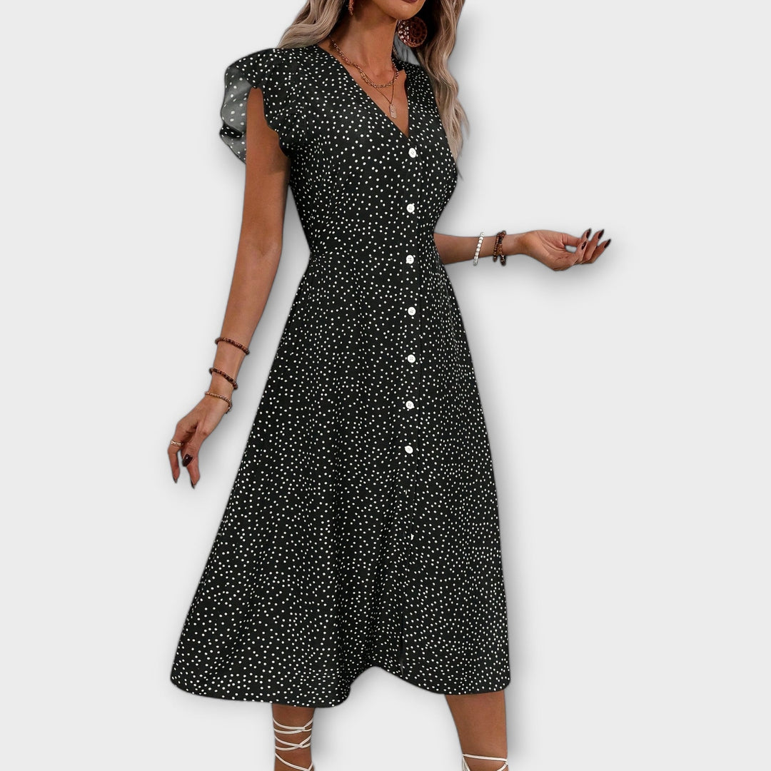Lea | Schickes Punktemuster-Midi-Kleid