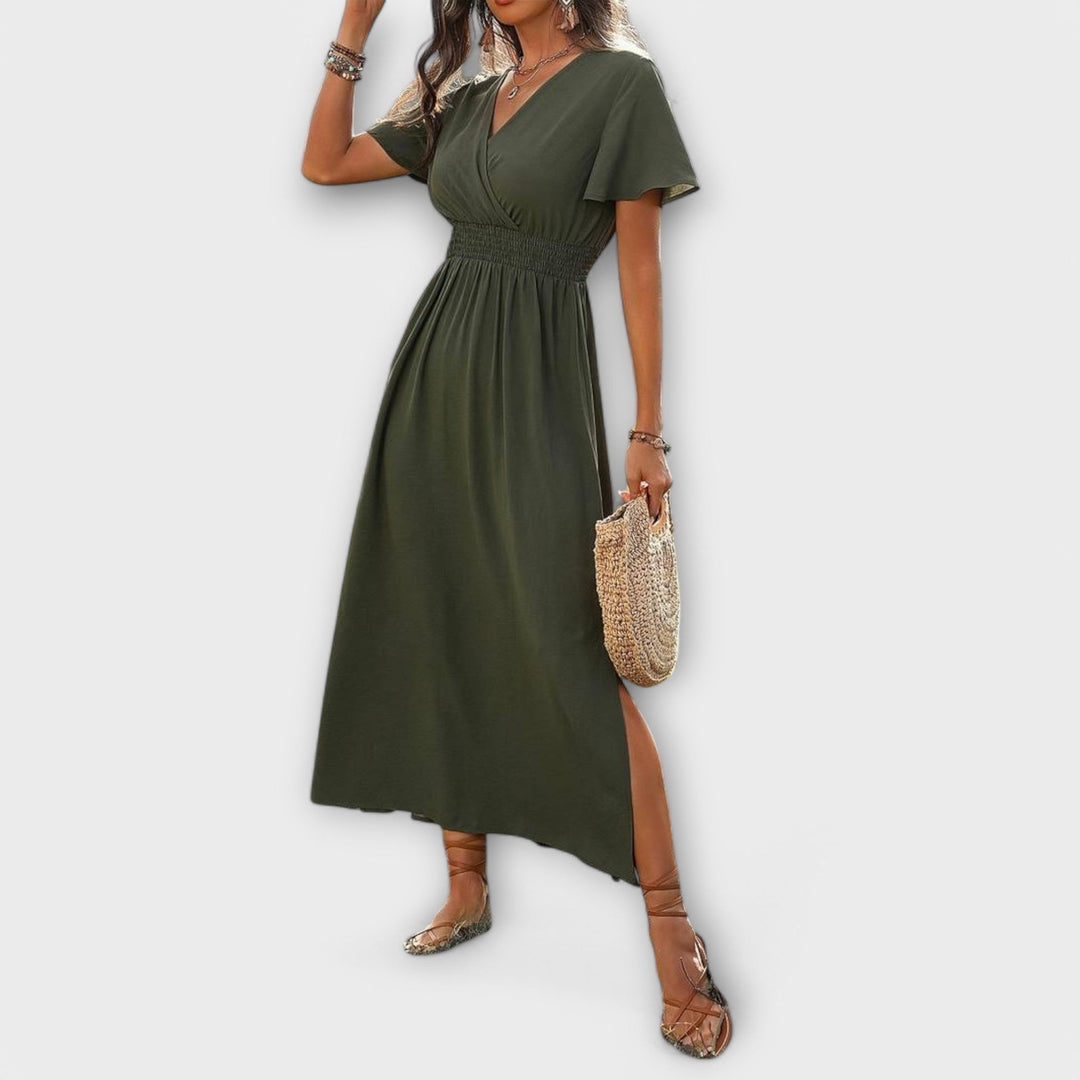Selma | Elegantes Boho Kleid mit V-Ausschnitt und langen Ärmeln