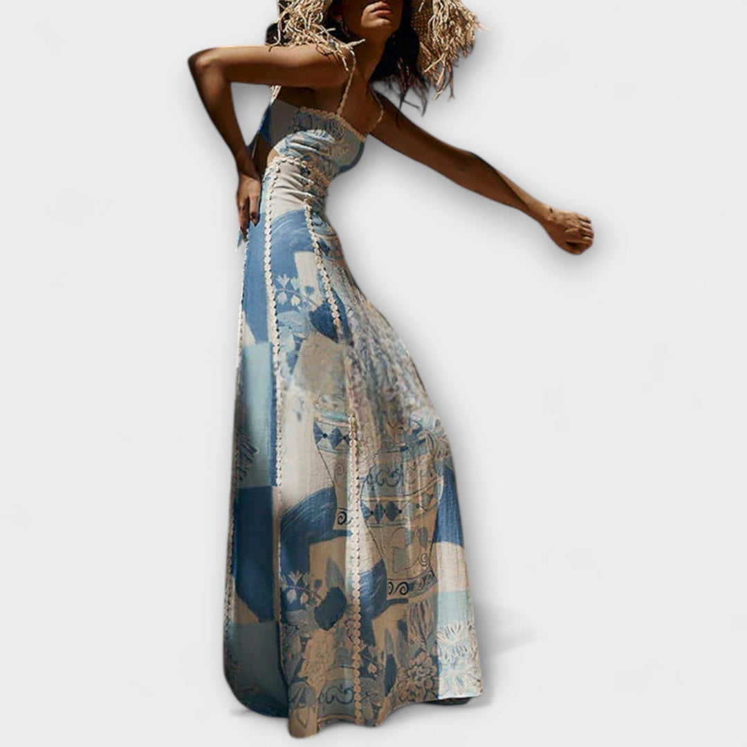 Ernestine | ausgestelltes Leinen-Maxikleid mit Trägern