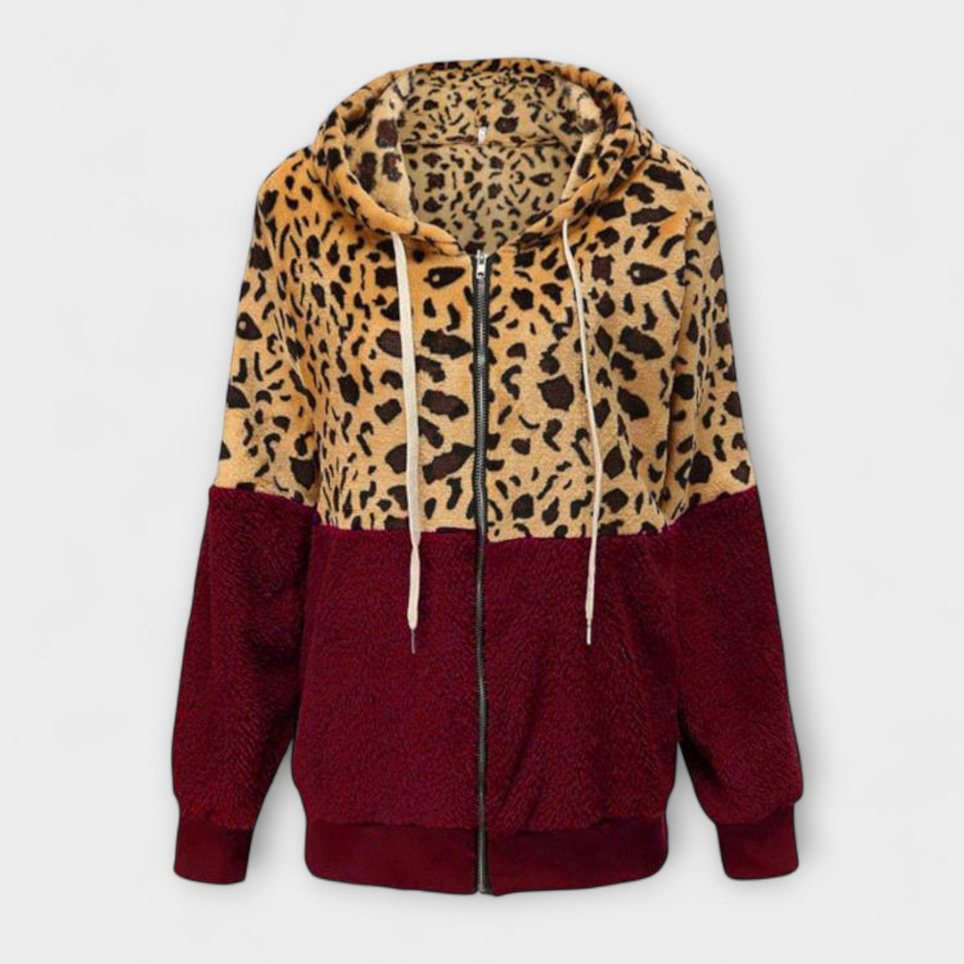 Margarete | Fleecekapuzenpullover mit Leo-Design
