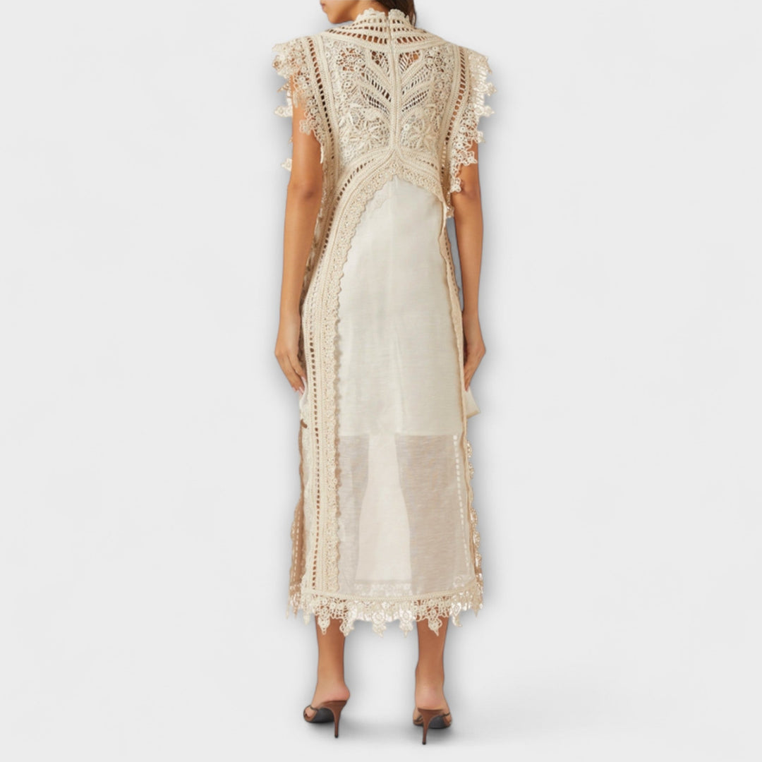 Sarah | Gewebtes Hohles Organza Maxikleid