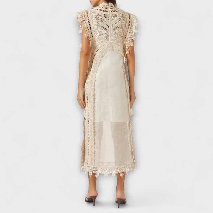 Sarah | Gewebtes Hohles Organza Maxikleid