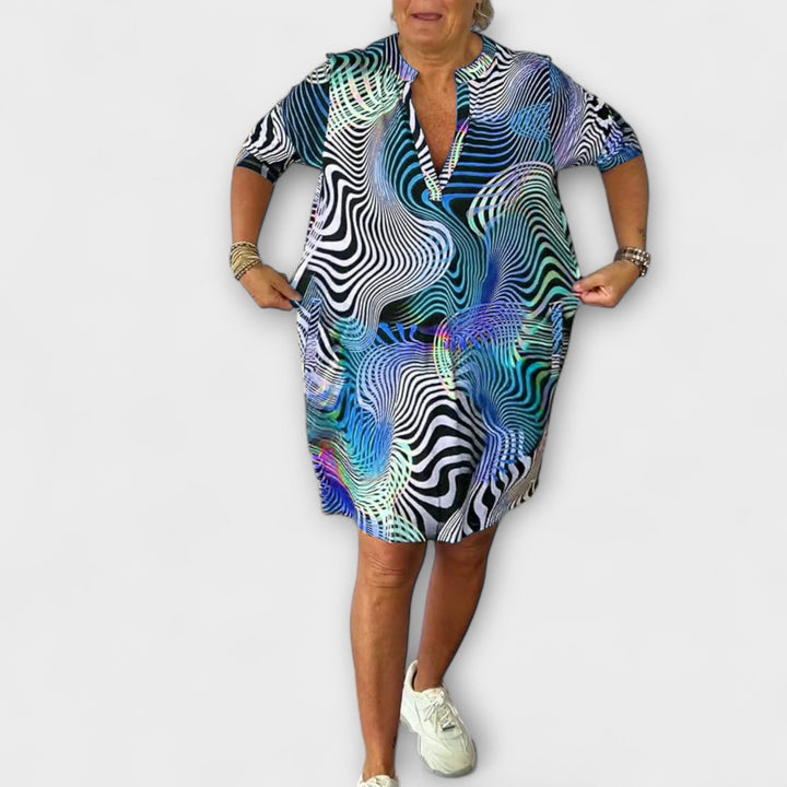 Friederike | Buntes Kleid mit V-Ausschnitt