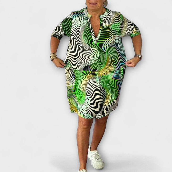 Friederike | Buntes Kleid mit V-Ausschnitt
