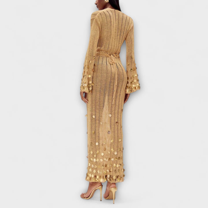 Theresa | Gold Strick Maxikleid von Dolly