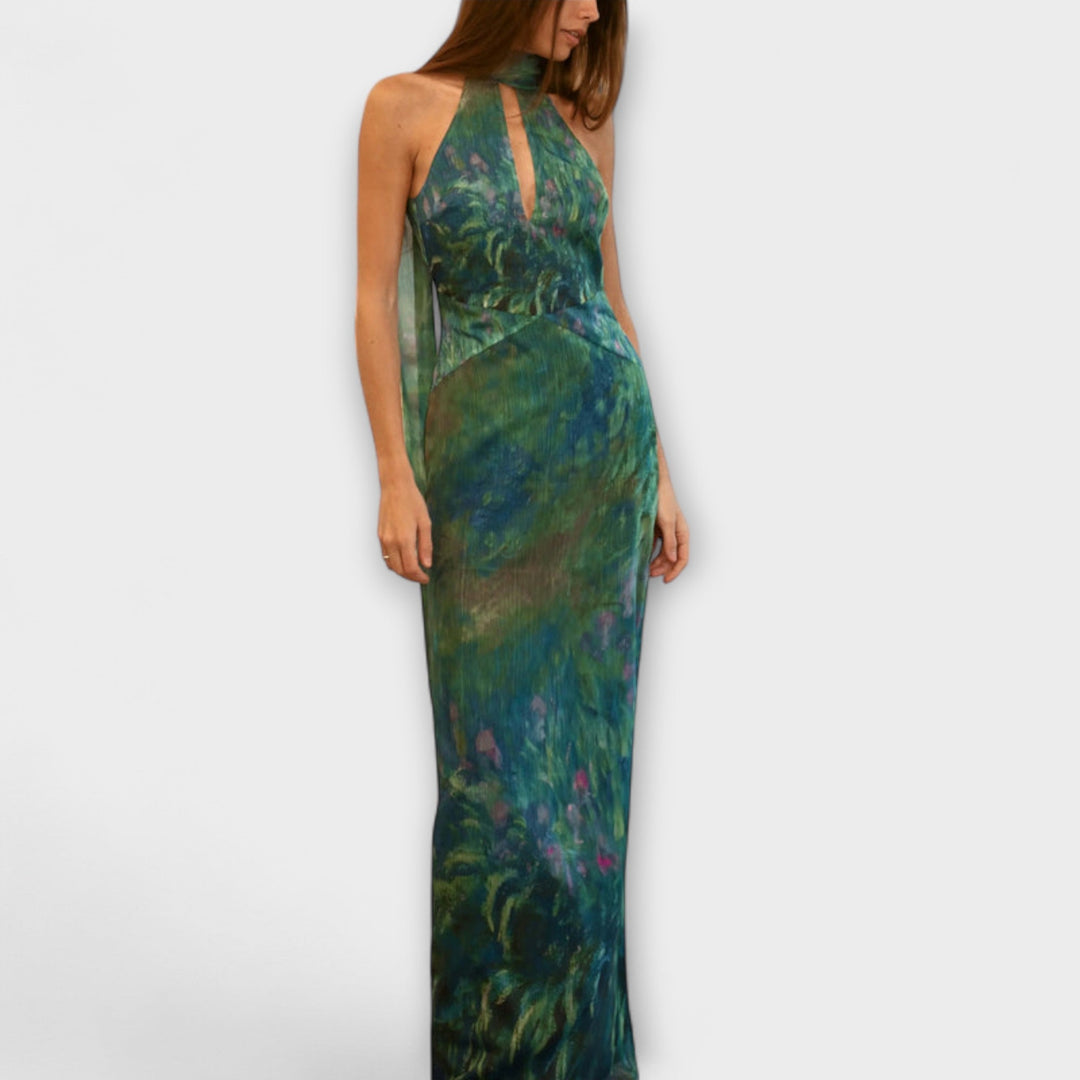 Jennifer | Iris Druck Monet Maxikleid