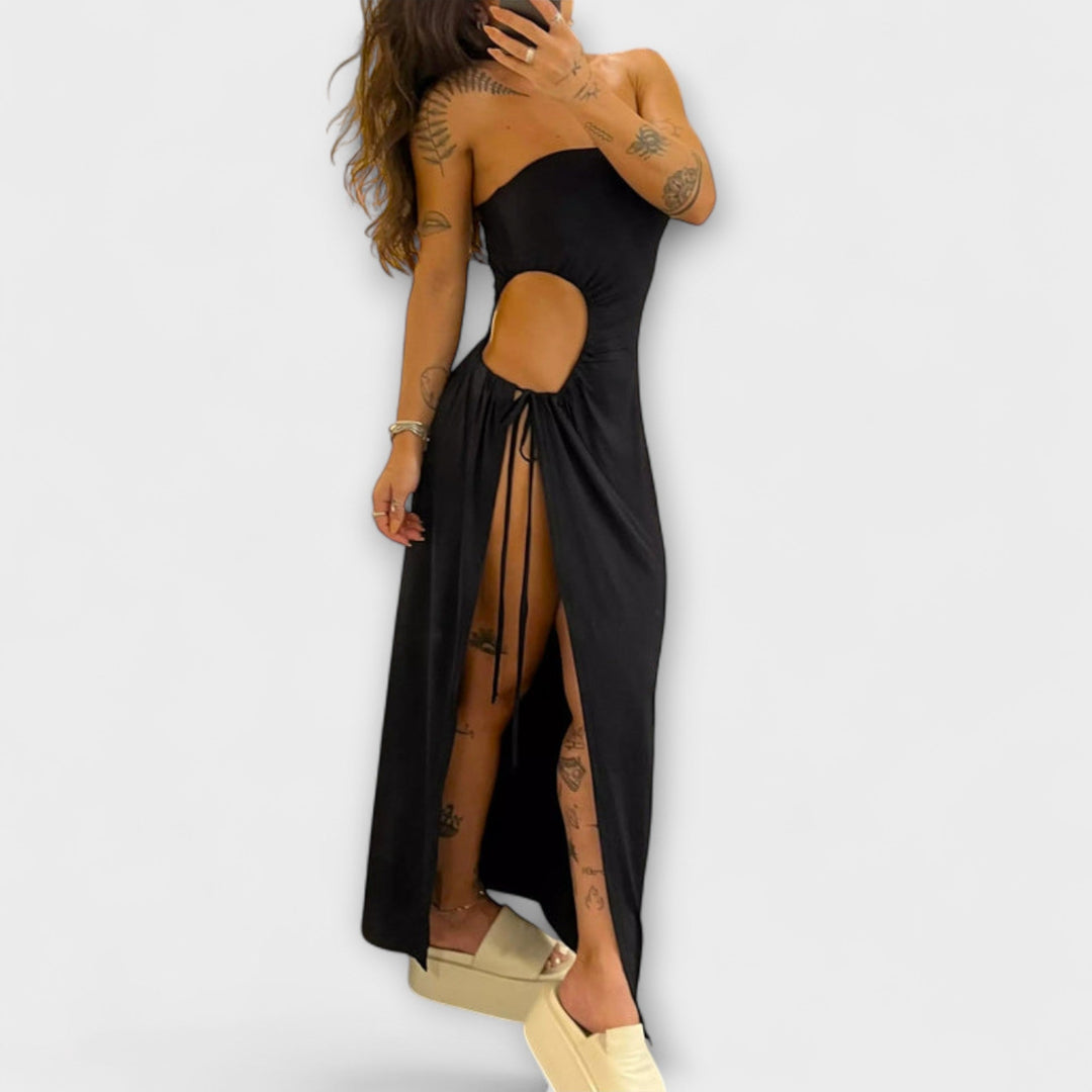 Lara | Bandeau-Tie Bodysuit-Kleid mit Seitenschlitzen