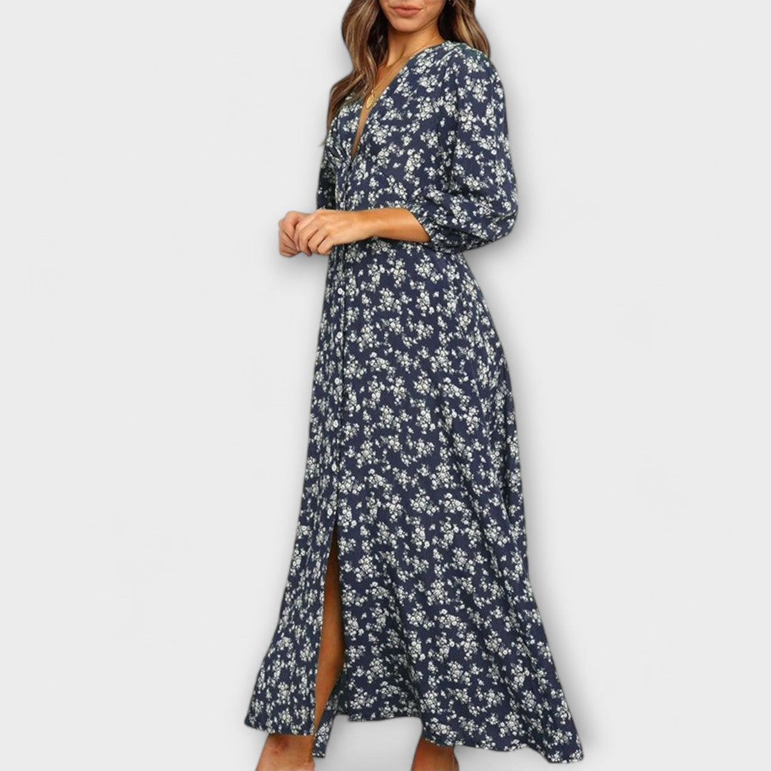 Linde | Blumenmuster Maxikleid für Damen