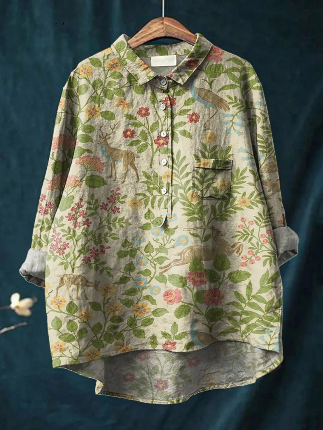 Emilia | Lässiges T-Shirt mit Vintage-Blumen- und Tiermotiv