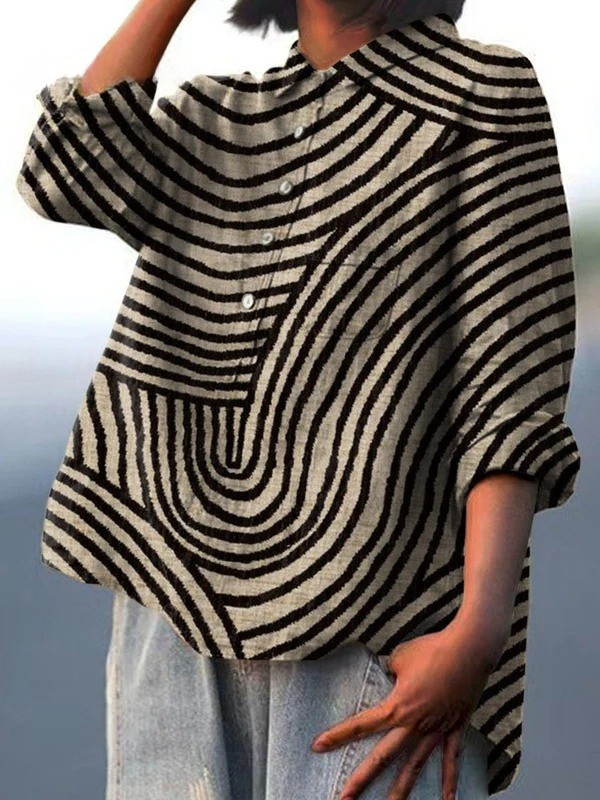 Lore | Lässige Bluse mit kreisförmigem Linienprint