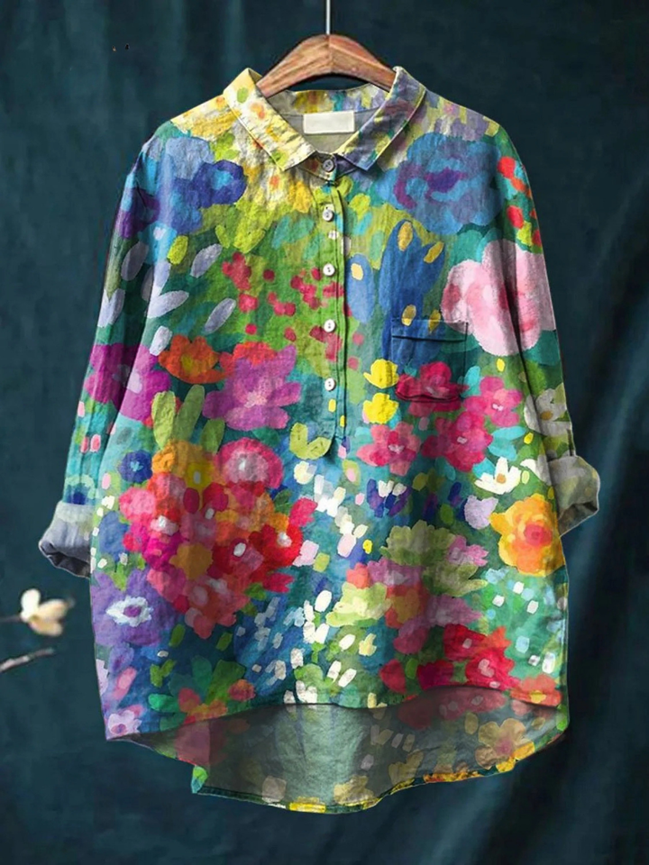 Elisabeth | Lässige Damenbluse im Vintage-Stil mit Blumenmuster