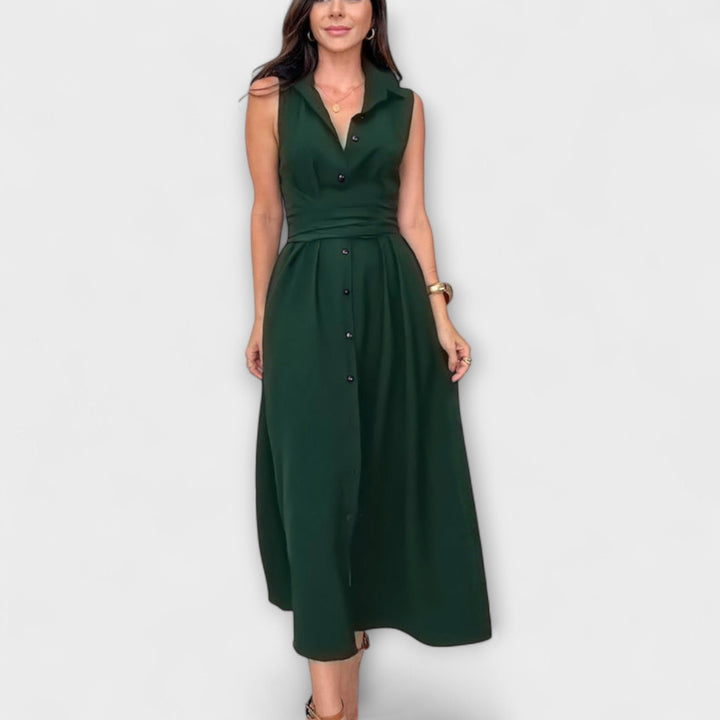 Dagmar | Auffälliges, einreihiges Midi-Kleid mit Bindedetail