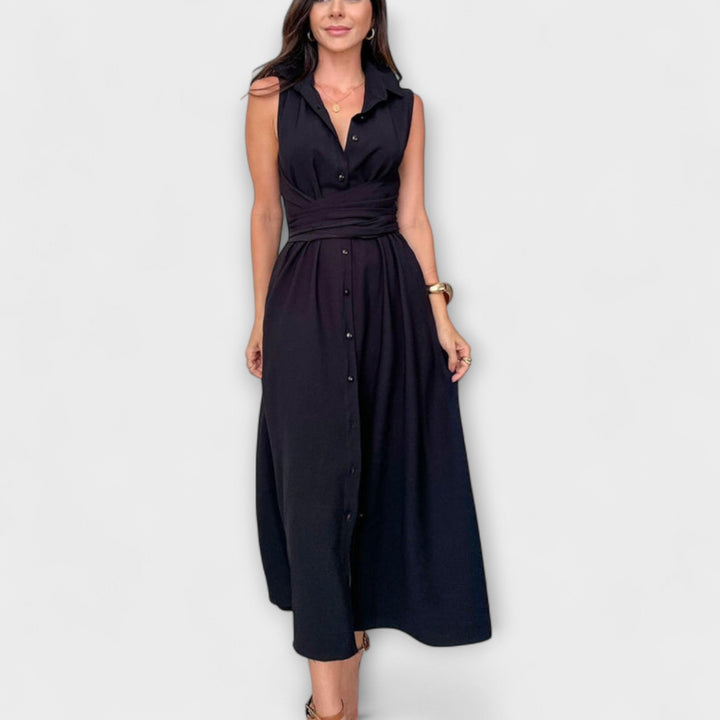 Dagmar | Auffälliges, einreihiges Midi-Kleid mit Bindedetail