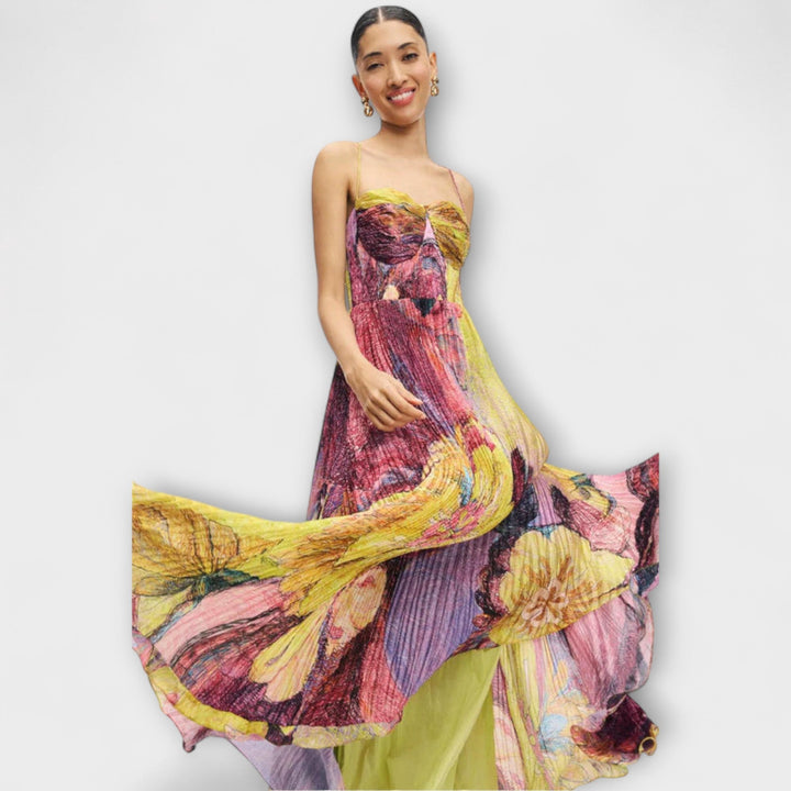 Bärbel | Maxikleid mit lebhaftem Ikat-Druck