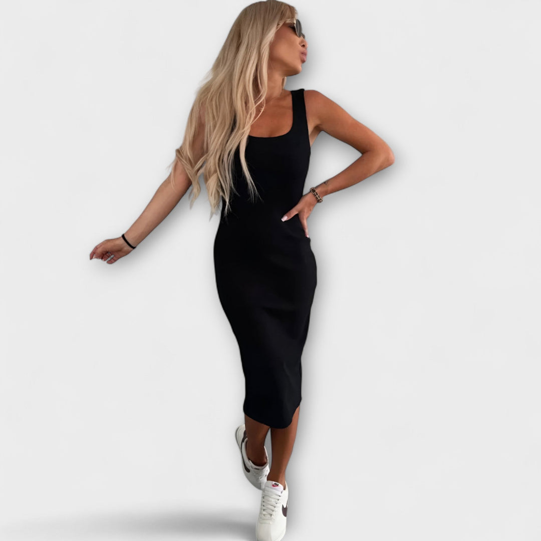 Barbara | Bequemes Midi-Kleid & Strickjacke