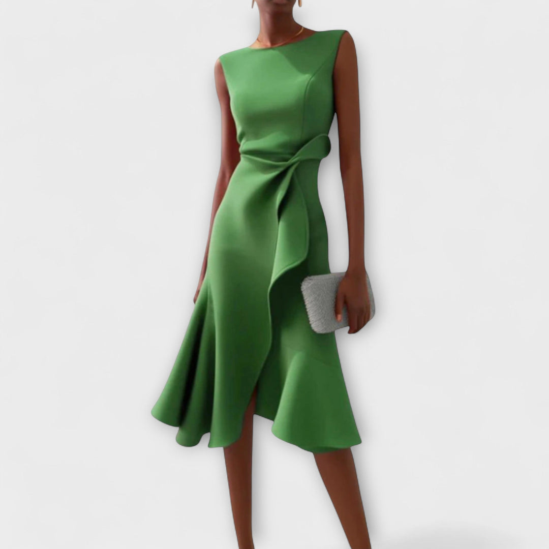 Selina | Drapiertes asymmetrisches Midikleid