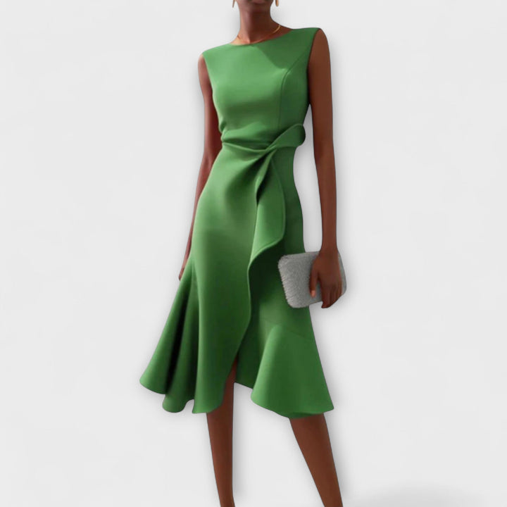 Selina | Drapiertes asymmetrisches Midikleid