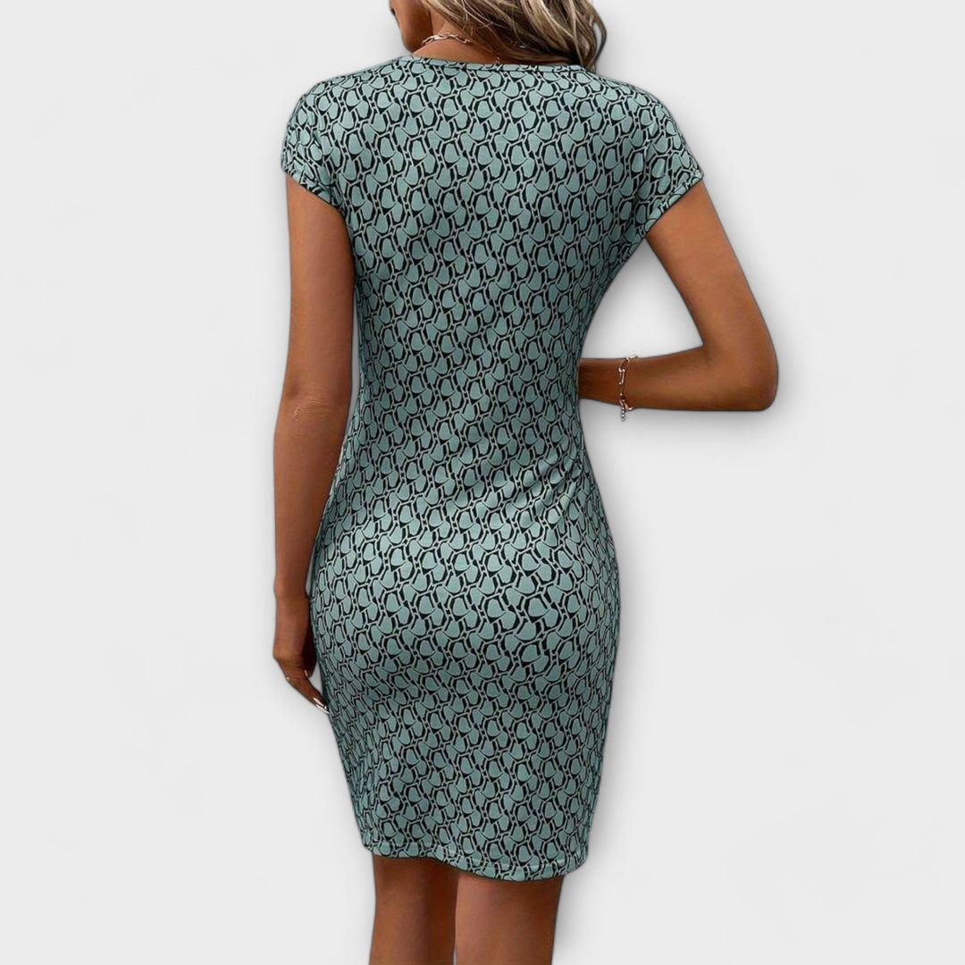 Imke | Kurzärmeliges Tulpenkleid mit Allover-Druck