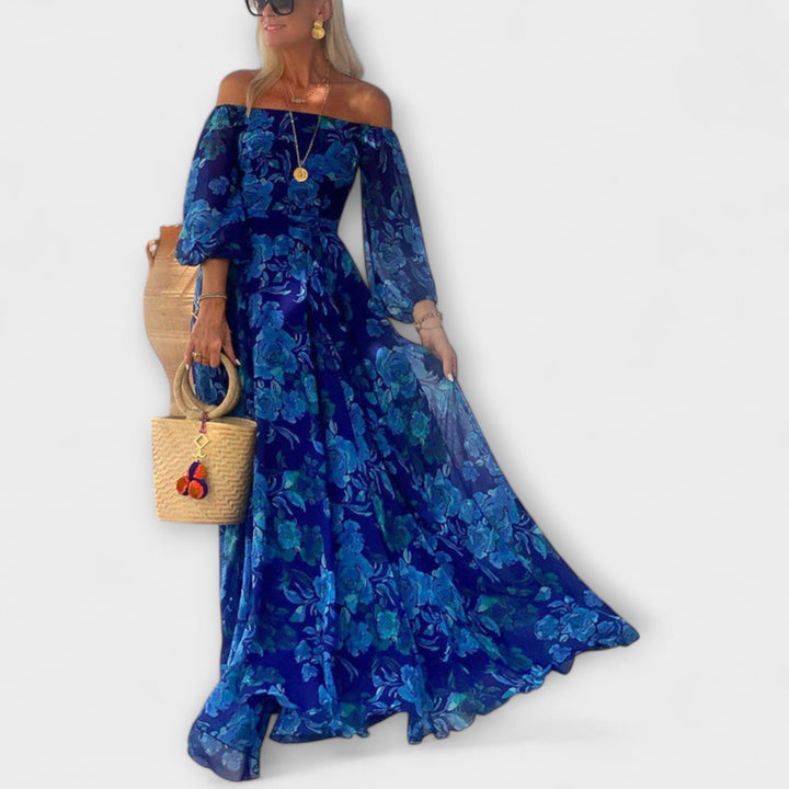 Elsa | florales schulterfrei Smocked Maxikleid