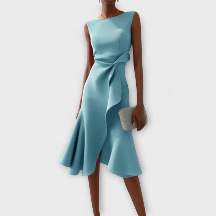 Selina | Drapiertes asymmetrisches Midikleid