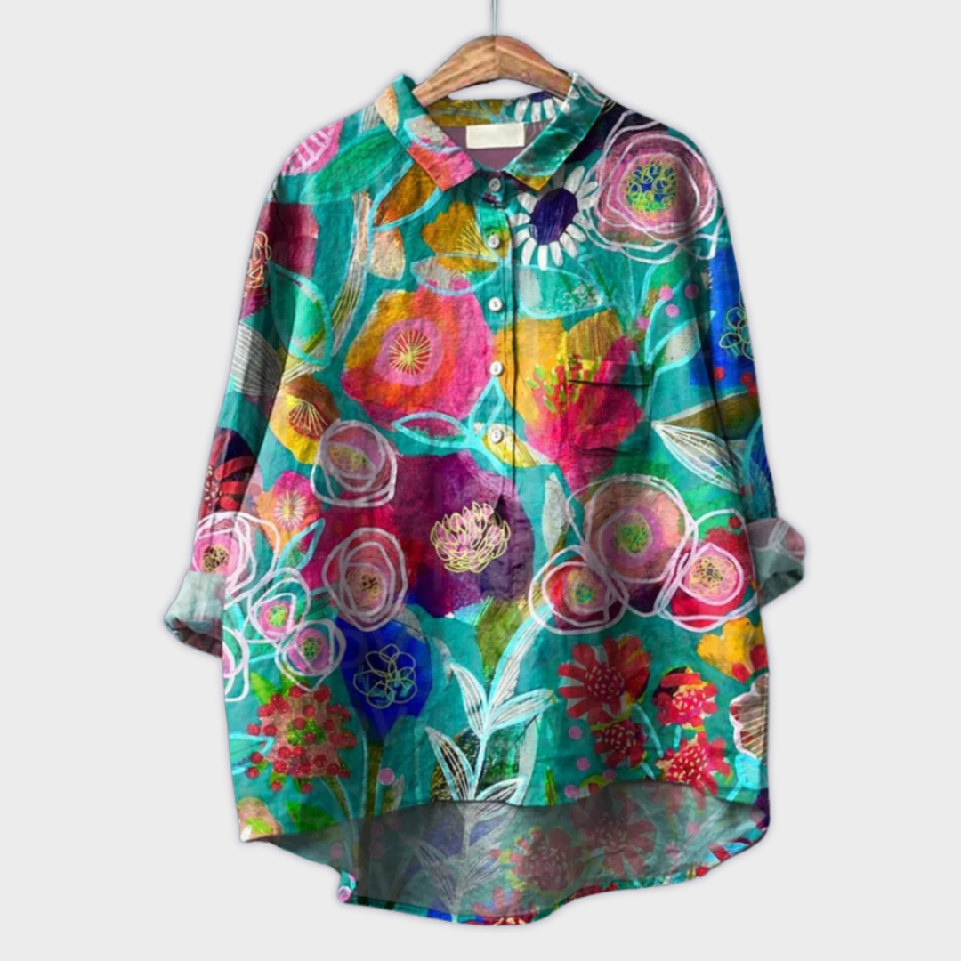Sabrina | Handgemachte Damenbluse mit floralem Design