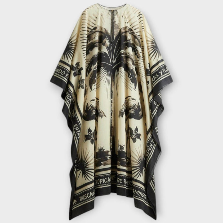 Claudia | Extra-großes Flamingo-Druck Kaftan Maxikleid