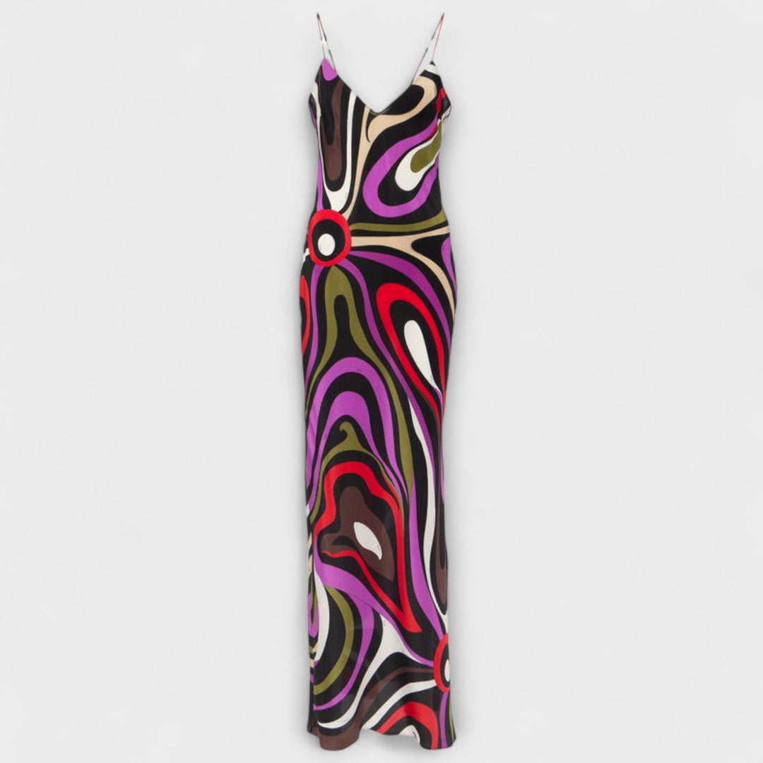 Hildegard | Maxi-Kleid im Marmor-Druck
