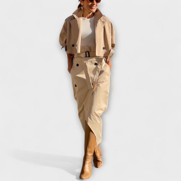 Philippa | Elegante Jacke Midi-Rock mit Taschen