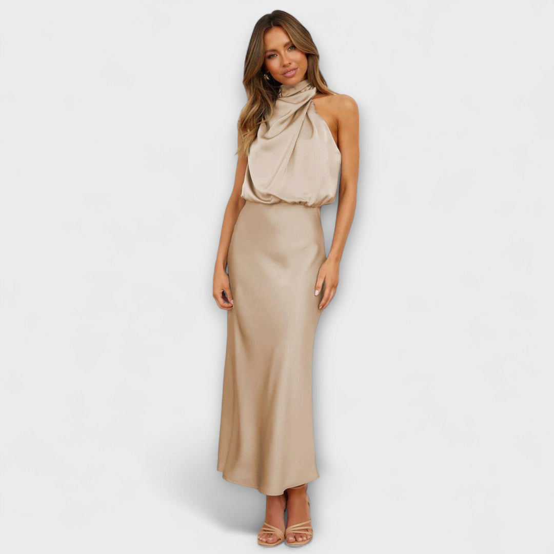 Edeltraud | Elegantes Halter-Maxikleid in sommerlichem Gelb