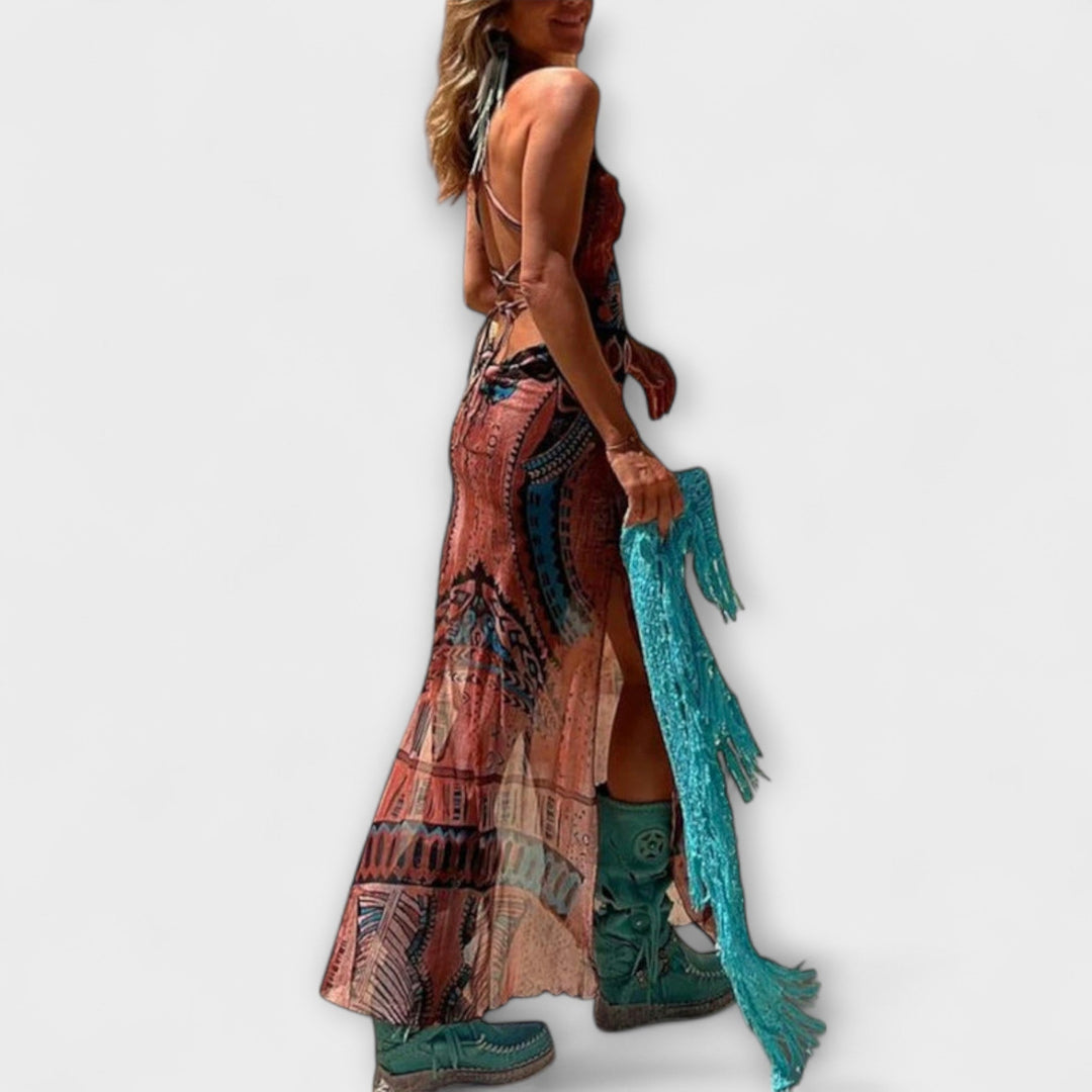 Vera | Einzigartiges Midi-Kleid mit Wasserfallausschnitt