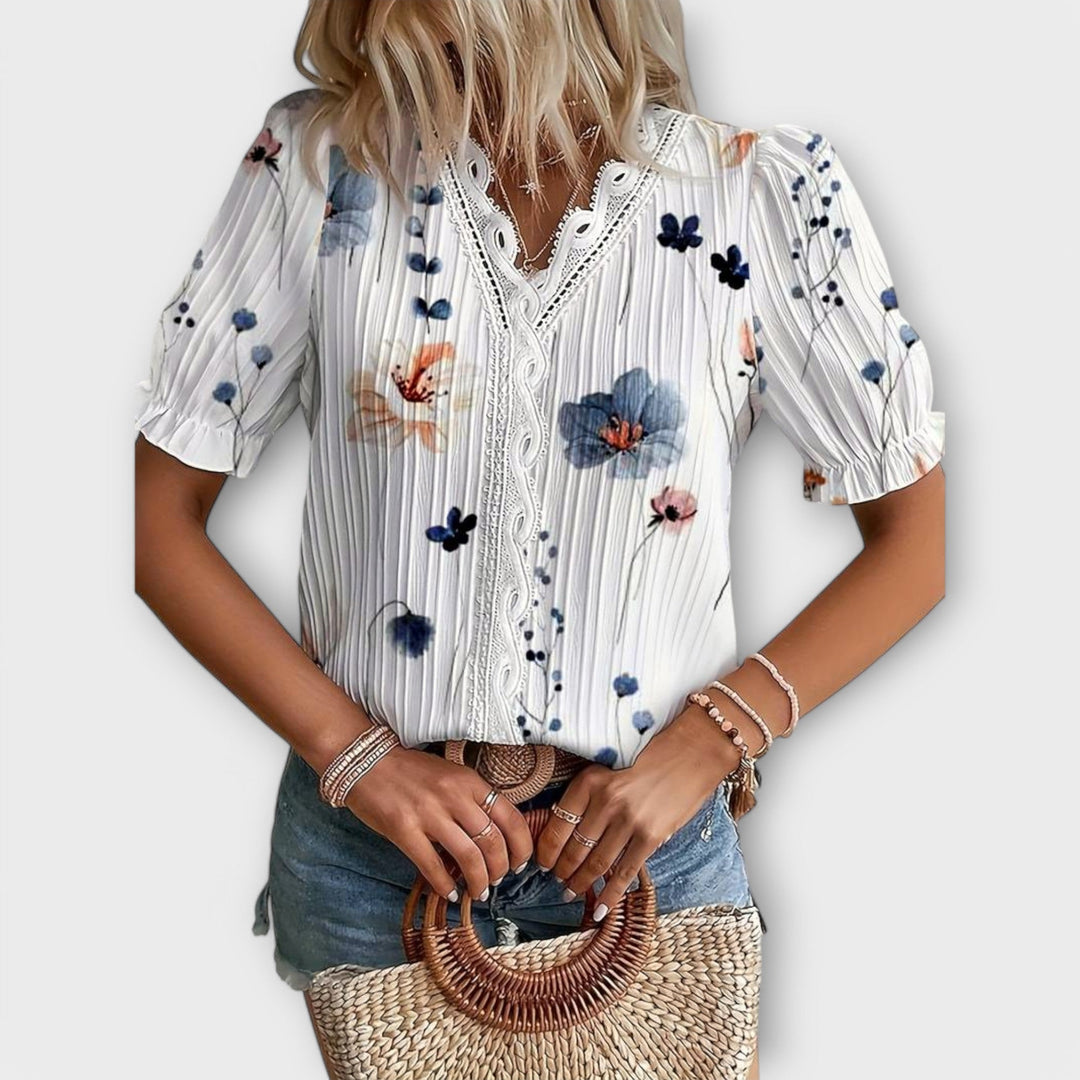 Louisa | Modische Bluse mit spitzem Ausschnitt