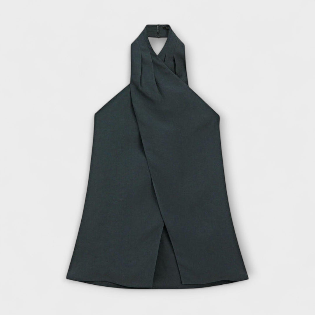 Marion | Blauer Halter Neck Top mit Rückenausschnitt