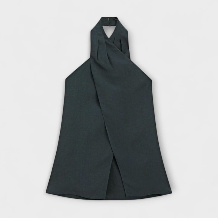 Marion | Blauer Halter Neck Top mit Rückenausschnitt