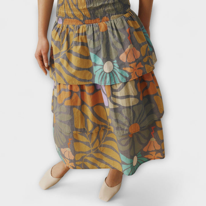 Anja | Mehrfarbiges Botanisches Midikleid