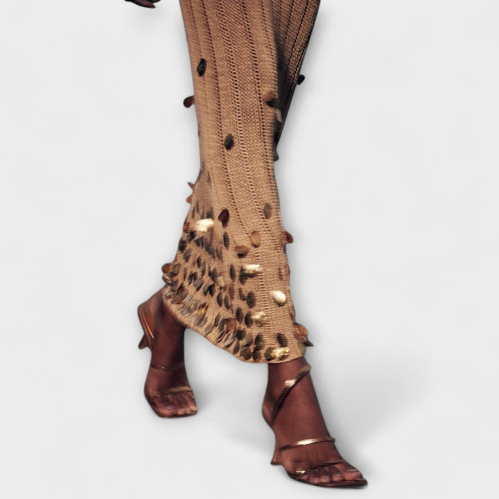 Theresa | Gold Strick Maxikleid von Dolly