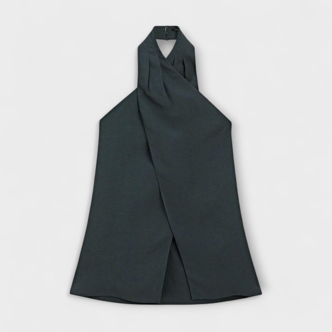 Hanna | Blauer Halter Neck Top mit Rückenausschnitt
