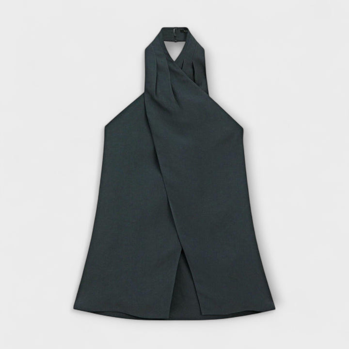 Hanna | Blauer Halter Neck Top mit Rückenausschnitt