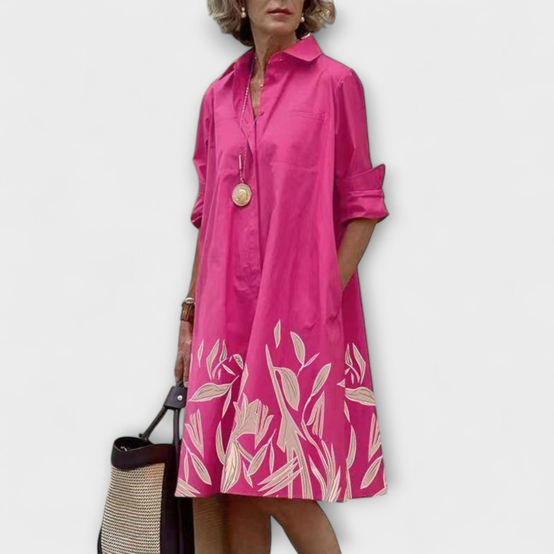 Isabelle | Modernes Hemdkleid mit Kragen und Dreiviertel-Ärmeln