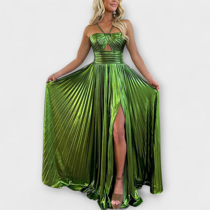Anja | Maxikleid mit Metallic-Stoff