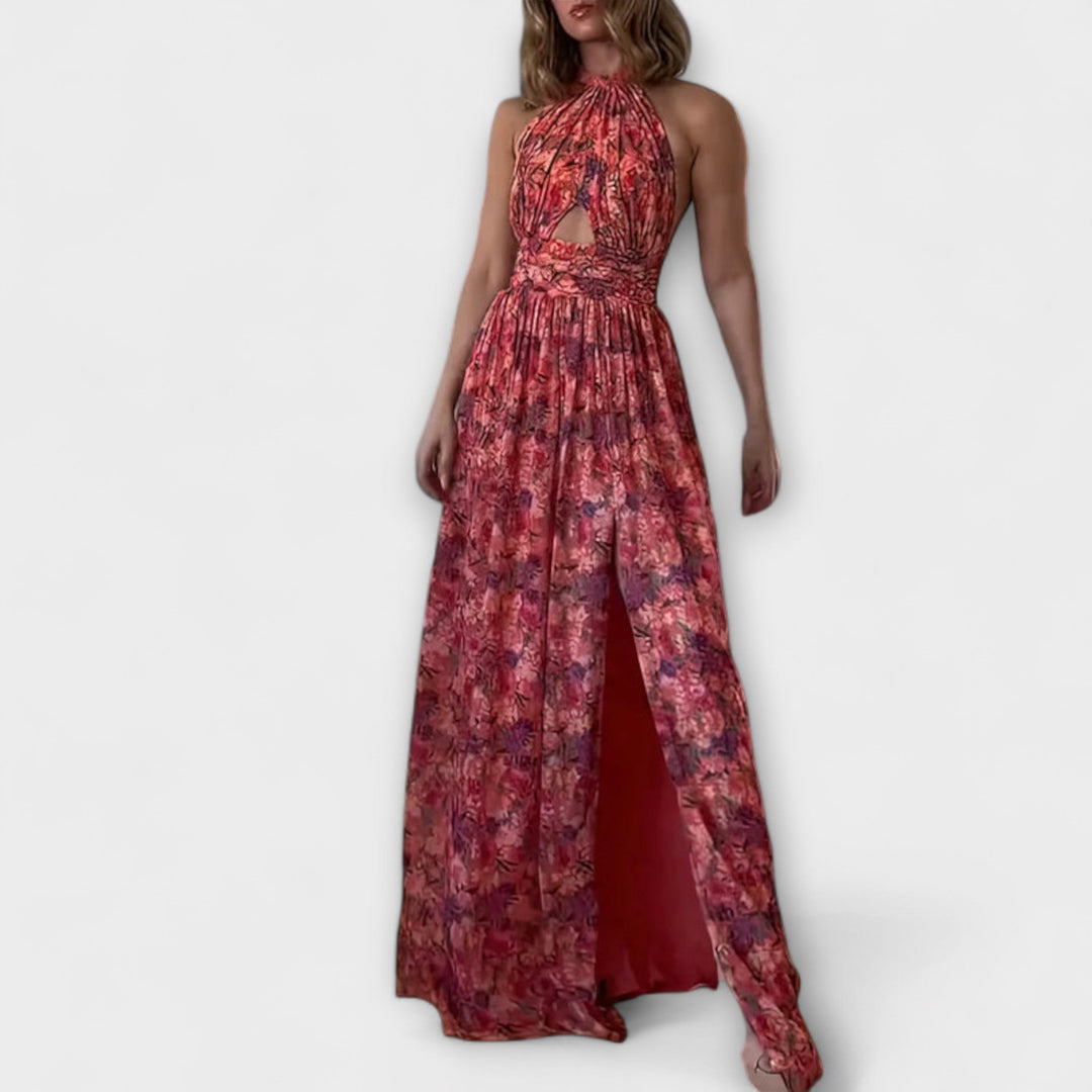 Carolin | Rückenfreies Maxikleid mit floralem Muster