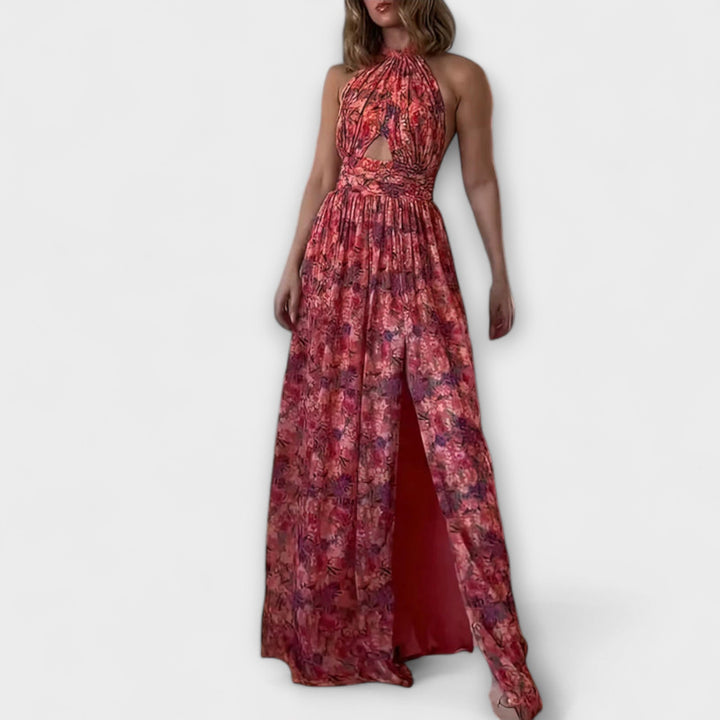 Carolin | Rückenfreies Maxikleid mit floralem Muster