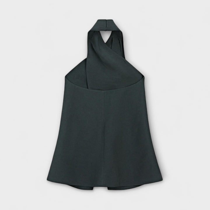 Marion | Blauer Halter Neck Top mit Rückenausschnitt