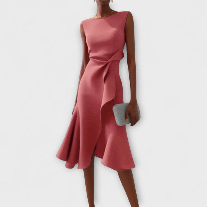 Selina | Drapiertes asymmetrisches Midikleid